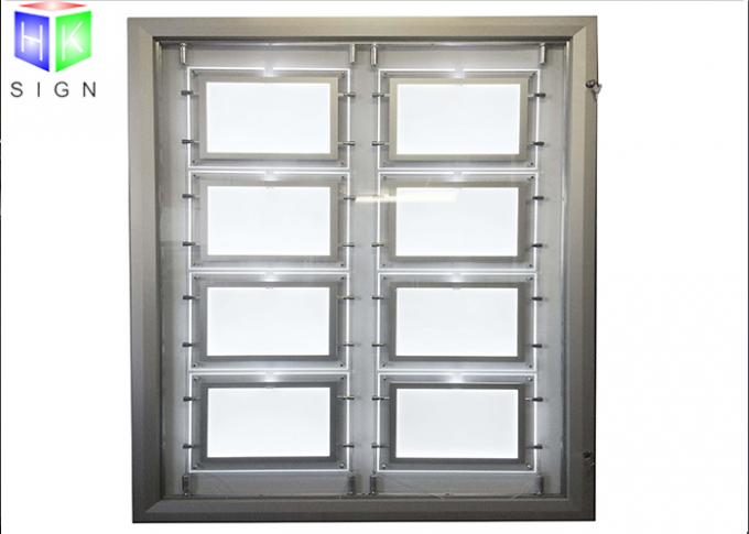 Unidades de visualización cristalinas de la ventana del agente de la propiedad inmobiliaria de la caja de luz del marco LED de la foto iluminadas