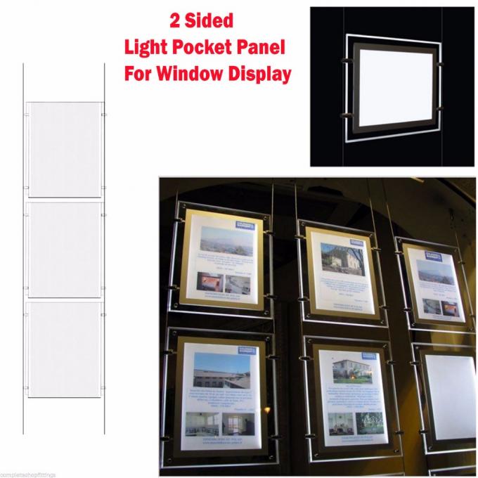 Exhibiciones cristalinas colgantes de la ventana de la agencia de viajes del marco del cartel de la caja de luz de A4 LED