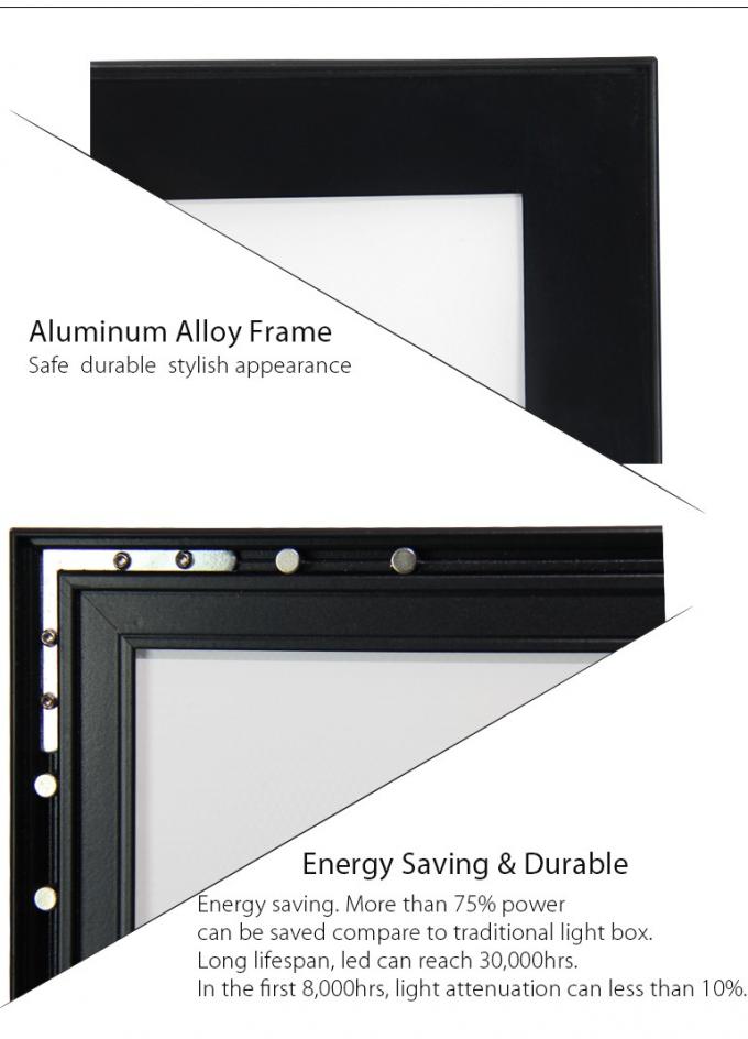 Afile el aluminio del panel de la película de la caja de luz 27X40 del marco del cartel del Lit LED montado en la pared
